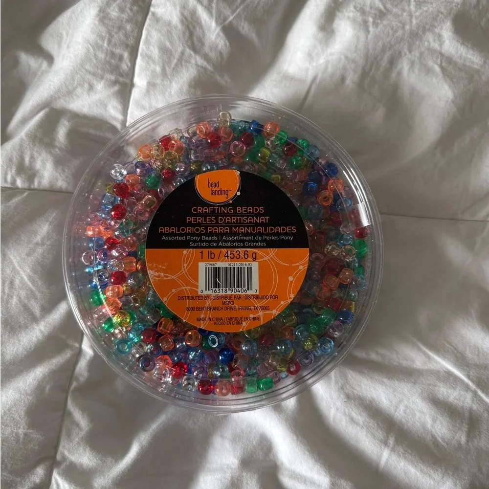 OPENED Bead Landing 1lb Assorted Pony Beads - Multi-Color Translucent